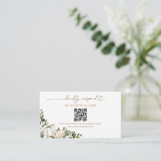 Herfst in Liefde Trouwen QR Online RSVP Kaart (Staand voorkant)