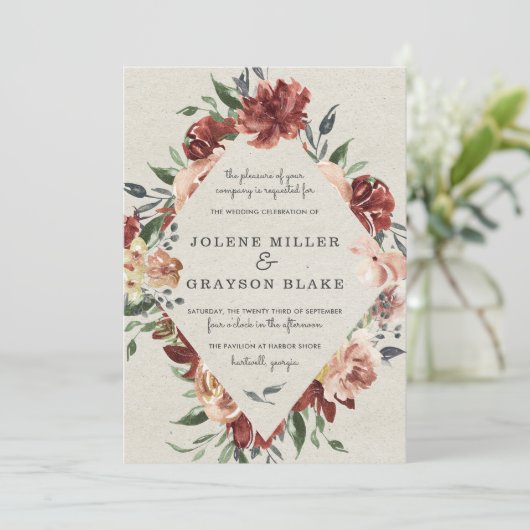 Herfst in Liefde | Uitnodiging tot weduwschap tuss (Staand voorkant)