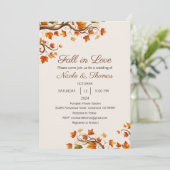 Herfst in Liefde Uitnodiging, Vallen in Liefde Tro Kaart (Staand voorkant)