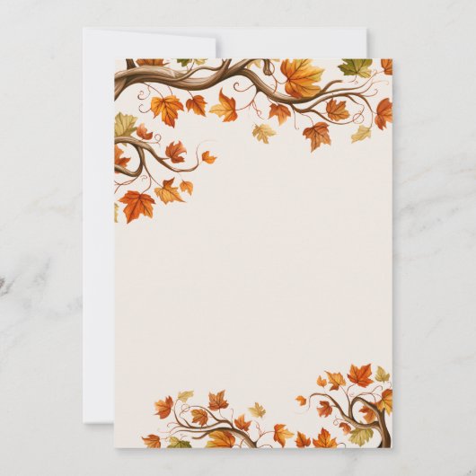 Herfst in Liefde Uitnodiging, Vallen in Liefde Tro Kaart (Achterkant)