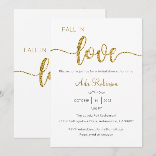 Herfst in Liefde Uitnodiging, Vrijgezellenfeest, B Kaart (Voorkant / Achterkant)