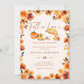 Herfst in Liefde Verbrand Sinaasappel Bloemen Baby Kaart (Voorkant)