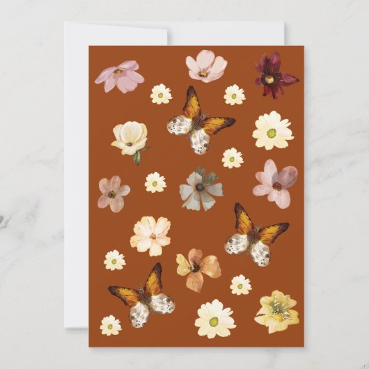 Herfst in Liefde Verbrand Sinaasappel Wildflower V Kaart (Achterkant)