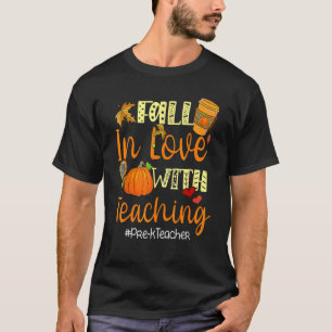 Herfst in liefde voor het onderwijs prek leraar Th T-shirt