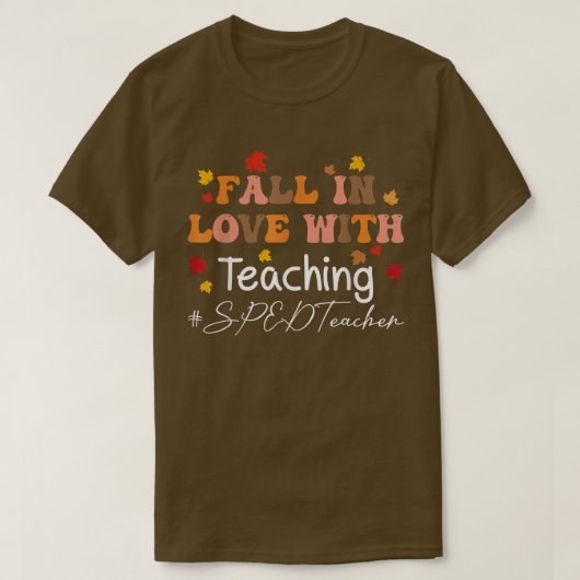 Herfst in liefde voor onderwijs SPED-leraar herfst T-shirt (Design voorkant)