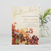 Herfst in liefde Vrijgezellenfeest - bladeren en r Kaart (Staand voorkant)