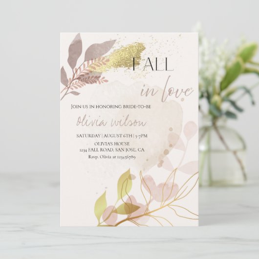 Herfst in liefde Vrijgezellenfeest - bladeren en r Kaart (Staand voorkant)