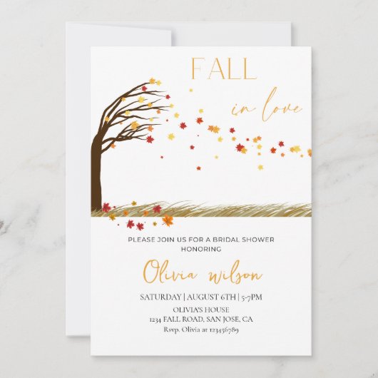 Herfst in liefde Vrijgezellenfeest - bladeren en r Kaart (Voorkant)