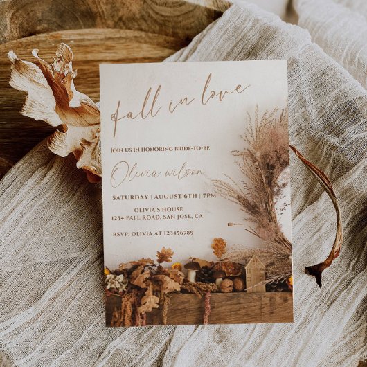 Herfst in liefde Vrijgezellenfeest - bladeren en r Kaart