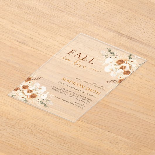 Herfst in liefde Vrijgezellenfeest Boho Terracotta Acryl Uitnodigingen (Laagn)
