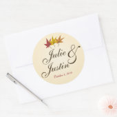 Herfst in Liefde Vrijgezellenfeest Bruiloft Sticke Ronde Sticker (Envelop)