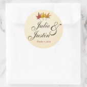 Herfst in Liefde Vrijgezellenfeest Bruiloft Sticke Ronde Sticker (Tas)