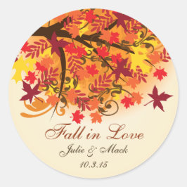 Herfst in Liefde Vrijgezellenfeest Bruiloft Sticke Ronde Sticker