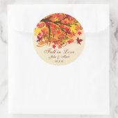 Herfst in Liefde Vrijgezellenfeest Bruiloft Sticke Ronde Sticker (Tas)