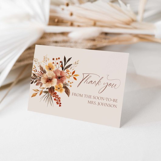 Herfst in liefde Vrijgezellenfeest Dank u Bedankkaart