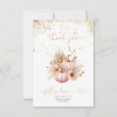 Herfst in Liefde Vrijgezellenfeest Dank U Pompoen Bedankkaart (Voorkant)