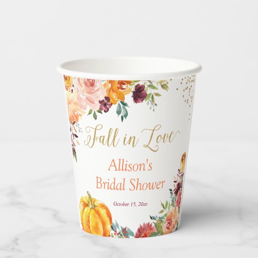 Herfst in Liefde | Vrijgezellenfeest "gouden herfs Papieren Bekers (Achterkant)