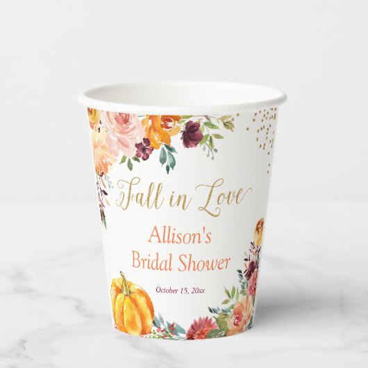 Herfst in Liefde | Vrijgezellenfeest "gouden herfs Papieren Bekers (Voorkant)