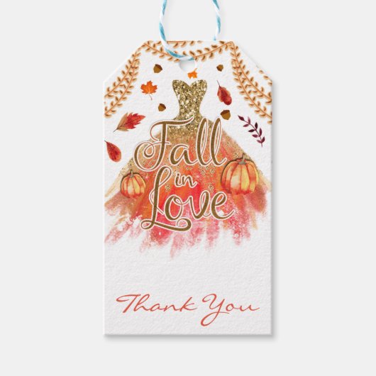 Herfst in Liefde Vrijgezellenfeest Jurk & Herfstbl Cadeaulabel (Voorkant)