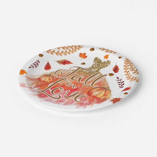 Herfst in Liefde Vrijgezellenfeest Jurk & Herfstbl Papieren Bordje (Gekanteld)