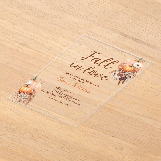 Herfst in Liefde Vrijgezellenfeest Pampas Grass Fl Acryl Uitnodigingen (Laagn)