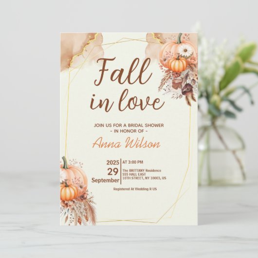 Herfst in Liefde Vrijgezellenfeest Pampas Grass Fl Kaart (Staand voorkant)