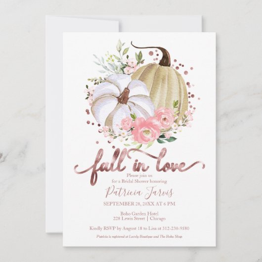 Herfst In Liefde Vrijgezellenfeest Pompoen Bloemen Kaart (Voorkant)