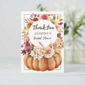 Herfst in Liefde Vrijgezellenfeest Pompoen Dank je Bedankkaart (Staand voorkant)