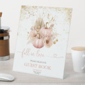 Herfst in liefde Vrijgezellenfeest pompoen gastenb Reclamebord Met Voetstuk (Insitu)