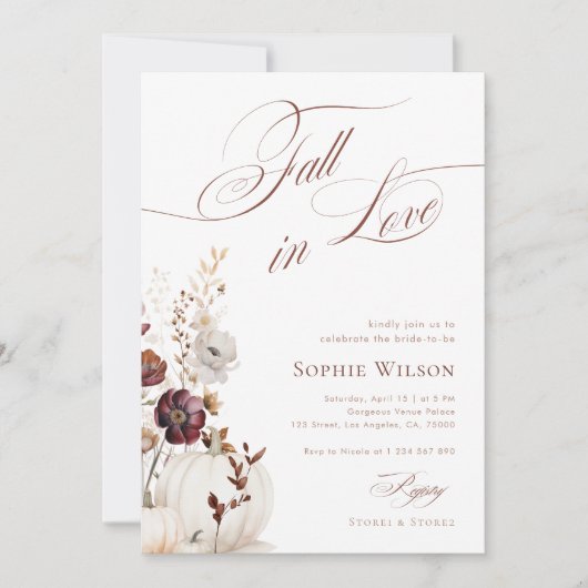 Herfst in Liefde Vrijgezellenfeest Pompoen Wildflo Kaart (Voorkant)