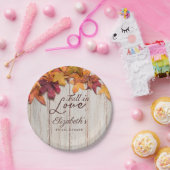 Herfst in Liefde Vrijgezellenfeest Rustiek Hout Papieren Bordje (Feest)