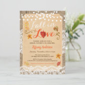 Herfst in liefde vrijgezellenfeest rustieke burlap kaart (Staand voorkant)