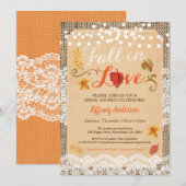 Herfst in liefde vrijgezellenfeest rustieke burlap kaart (Voorkant / Achterkant)