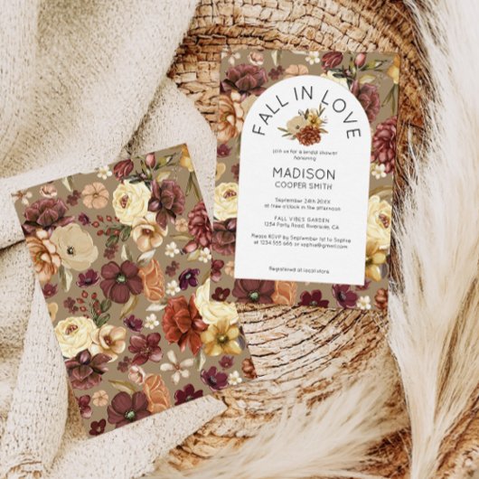 Herfst in Liefde Waterverf Bloemen Vrijgezellenfee Kaart