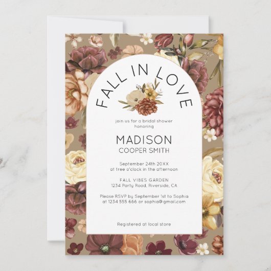 Herfst in Liefde Waterverf Bloemen Vrijgezellenfee Kaart (Voorkant)