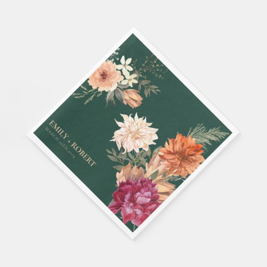 Herfst in liefde waterverf bloemenherfst bruiloft servet (Hoek)