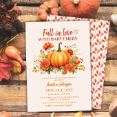 Herfst in liefde waterverf bloemenpompoen baby sho kaart