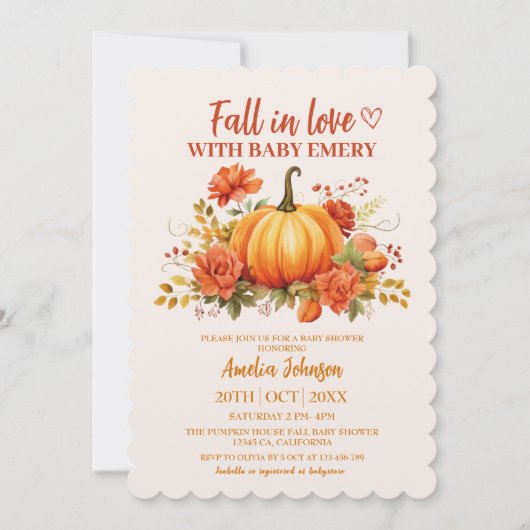 Herfst in liefde waterverf bloemenpompoen baby sho kaart (Voorkant)