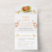 Herfst in liefde waterverf Conker hart herfst All In One Uitnodiging (Binnen)