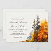 Herfst in liefde waterverf herfst Bos Uitnodiging (Voorkant / Achterkant)