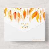 Herfst in liefde waterverf herfstbladeren bruiloft all in one uitnodiging (Achterkant)