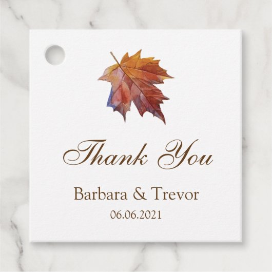 Herfst in liefde Waterverf Leaf bruiloft dank u Bedankjes Labels (Voorkant)