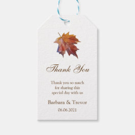 Herfst in liefde Waterverf Leaf bruiloft dank u Cadeaulabel