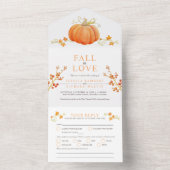 Herfst in liefde waterverf pompoen herfst bruiloft all in one uitnodiging (Binnen)