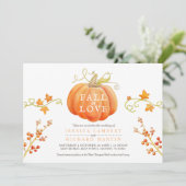 Herfst in liefde waterverf pompoen herfst bruiloft kaart (Staand voorkant)