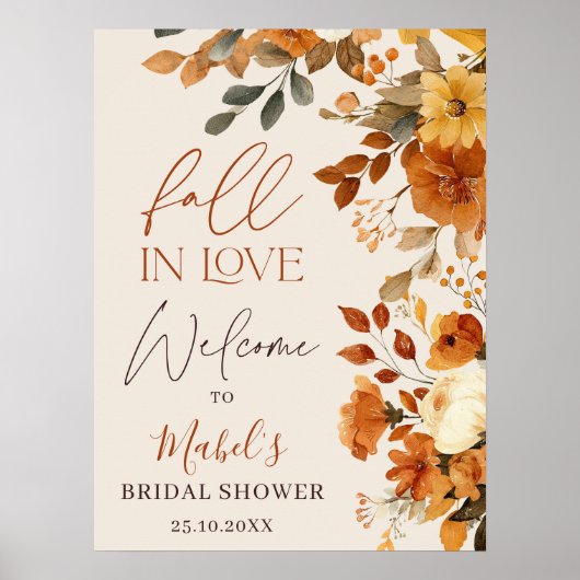 Herfst in liefde Waterverf rustieke bruids welkom Poster (Voorkant)
