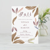 Herfst in liefde Waterverf verlaat bruiloft Kaart (Staand voorkant)