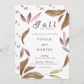 Herfst in liefde Waterverf verlaat bruiloft Kaart (Voorkant / Achterkant)