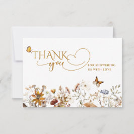 Herfst in Liefde Waterverf Wildflower Baby shower Bedankkaart