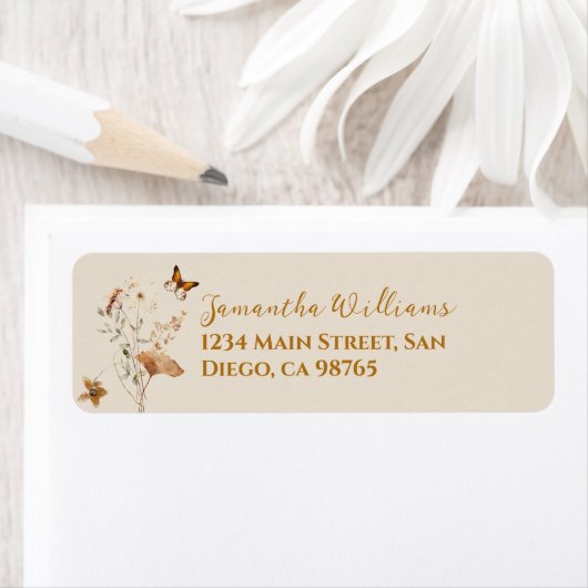 Herfst in Liefde Waterverf Wildflower Vrijgezellen Etiket (Insitu)